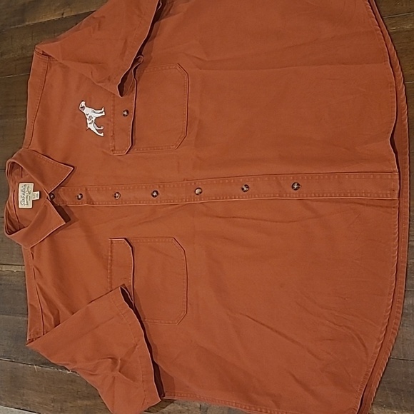 Cabela’s Burnt Orange Bird Dog Embroidered Short Sleeve Button Down Shirt 2XL - Picture 1 of 5